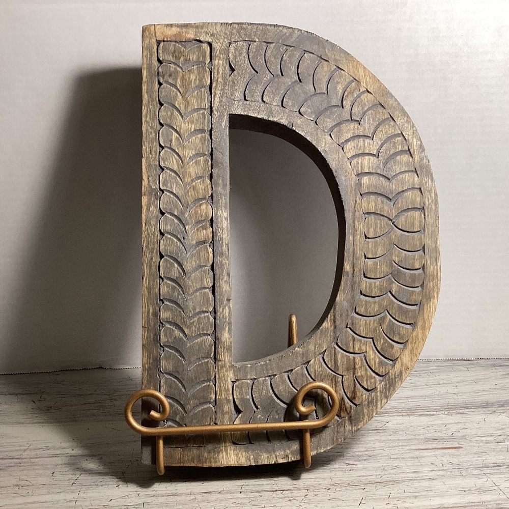 Large Wood Carved Initial “D”